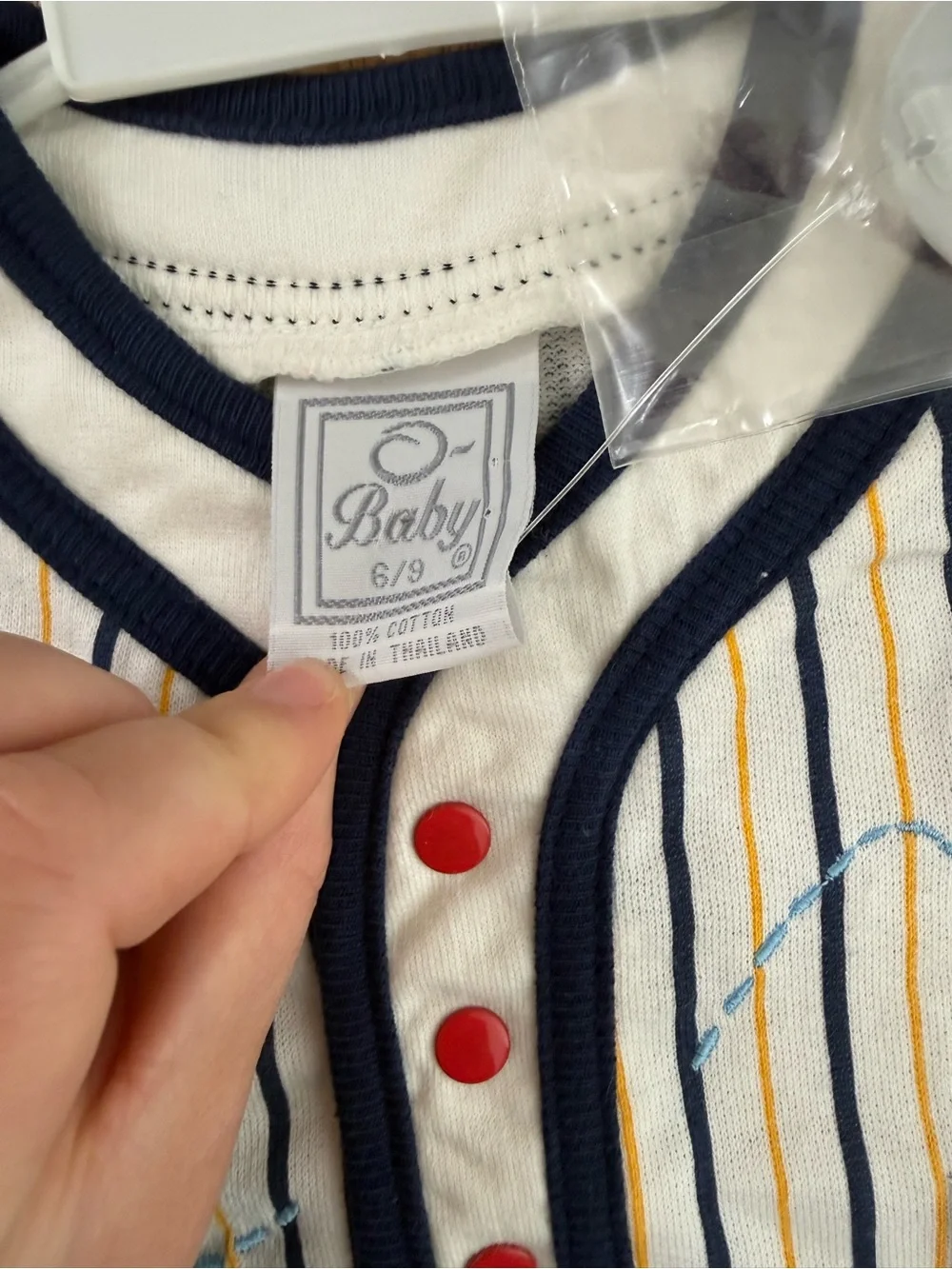 Vintage 100% Cotton O-Baby‎ Baseball Bubble Romper